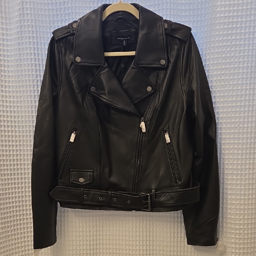Universal Standard Black Leather Moto Jacket Brand New With Tags Size S (14/16)